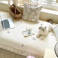 Washed Cotton Embroidered Window Seat Cushion