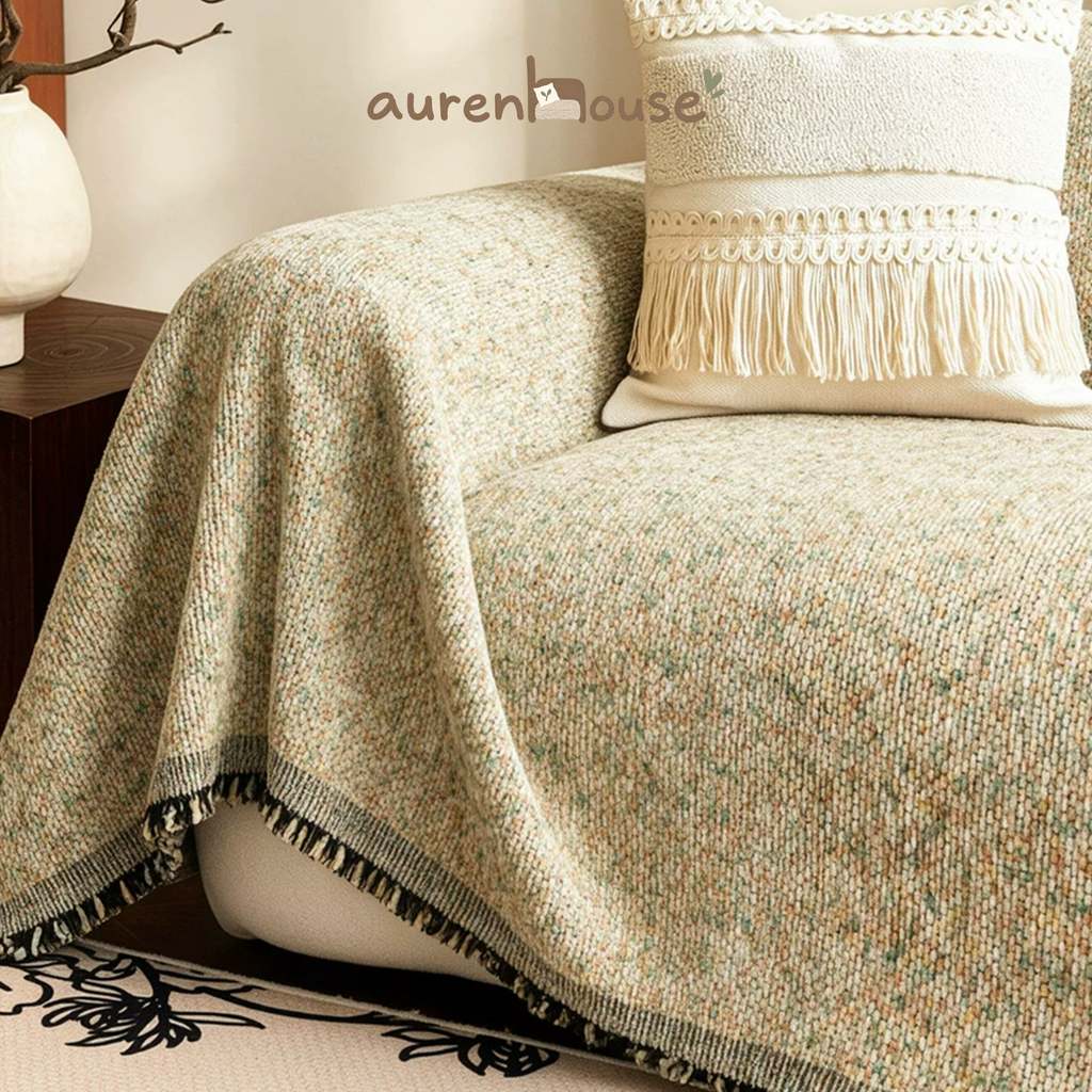 Natural Chenille Full Coverage Sofa Cover