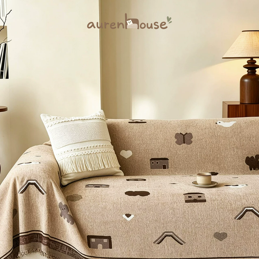 Playful Vintage Full Coverage Sofa Throw