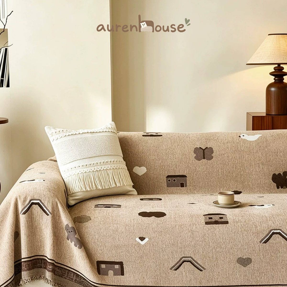 Playful Vintage Full Coverage Sofa Throw