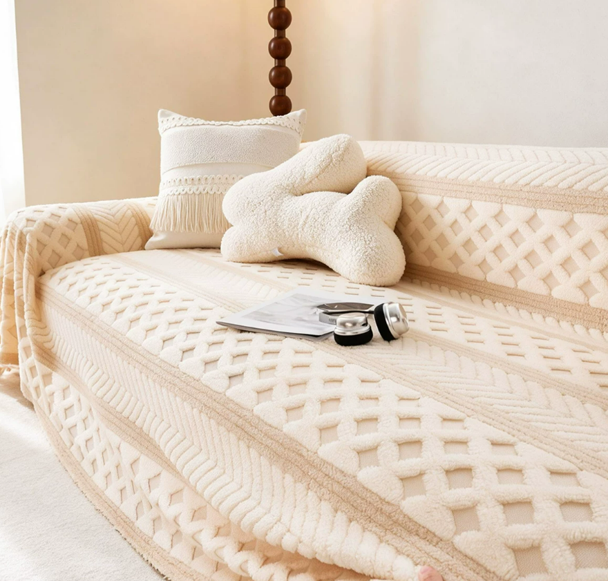 Geometric Plush Machine Washable Sofa Cover
