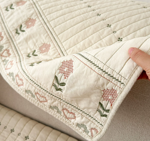 Country Embroidered Cotton Sofa Cover