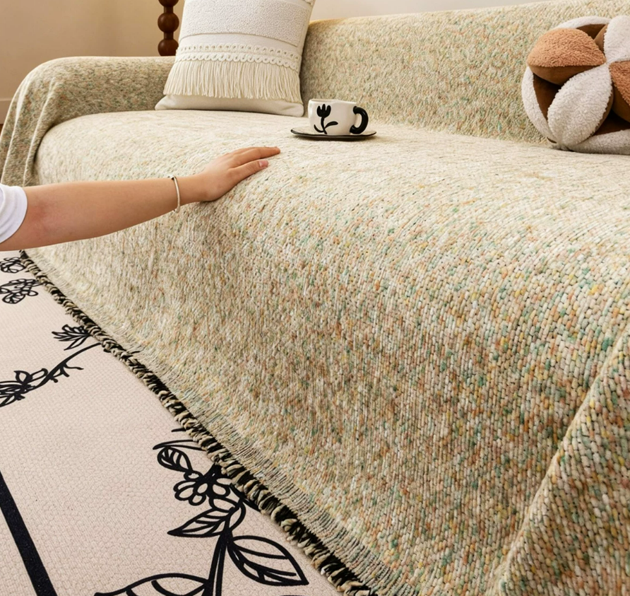 Natural Chenille Full Coverage Sofa Cover