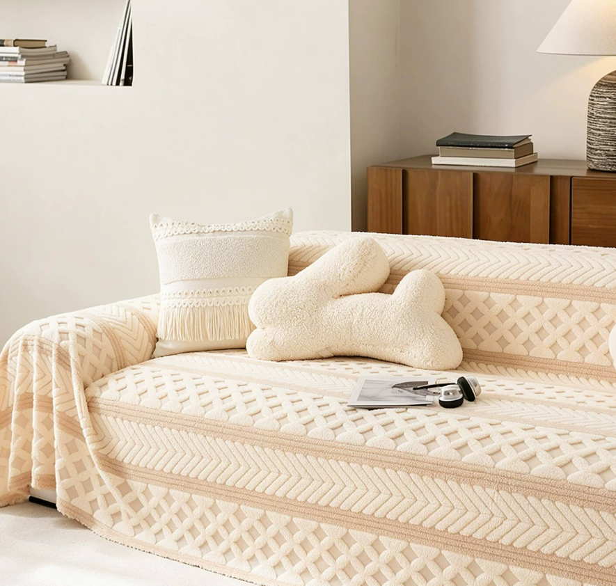 Geometric Plush Machine Washable Sofa Cover