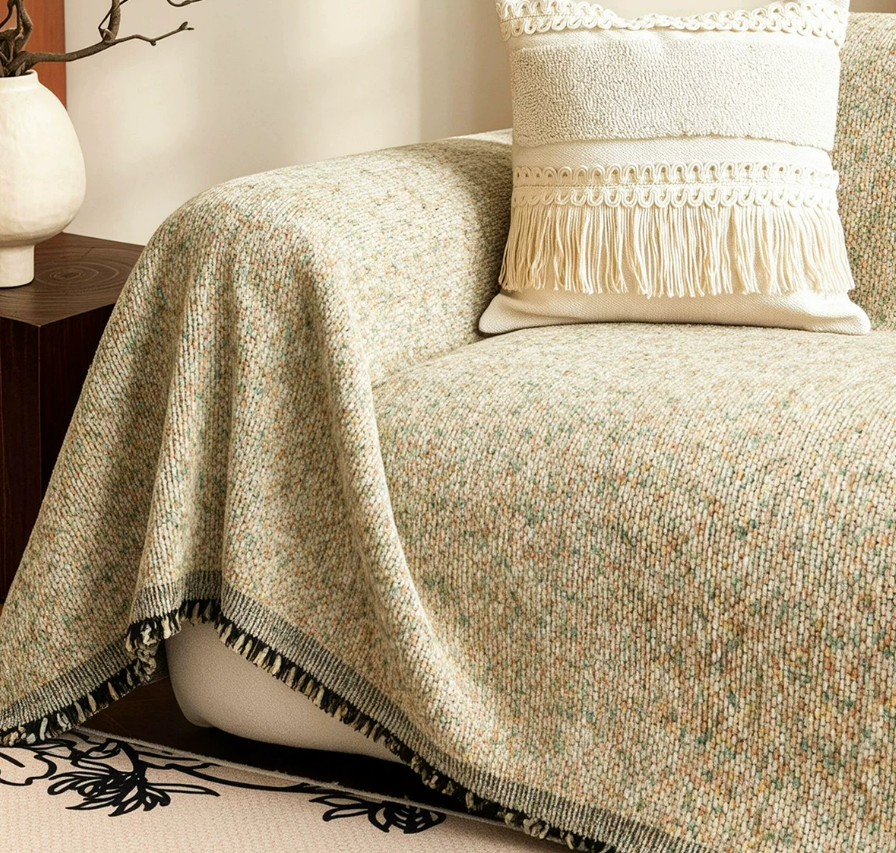 Natural Chenille Full Coverage Sofa Cover