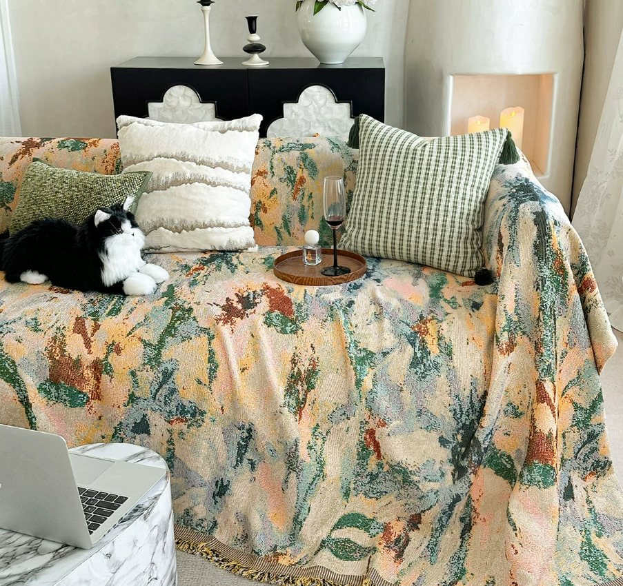 Artistic Oil Painting Style Sofa Throw