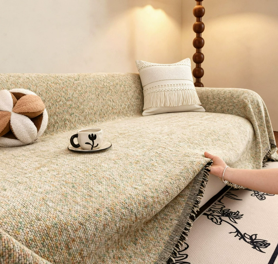Natural Chenille Full Coverage Sofa Cover