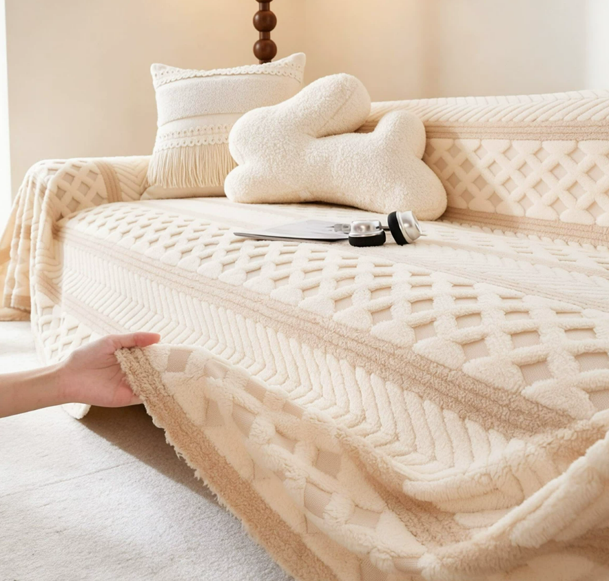 Geometric Plush Machine Washable Sofa Cover