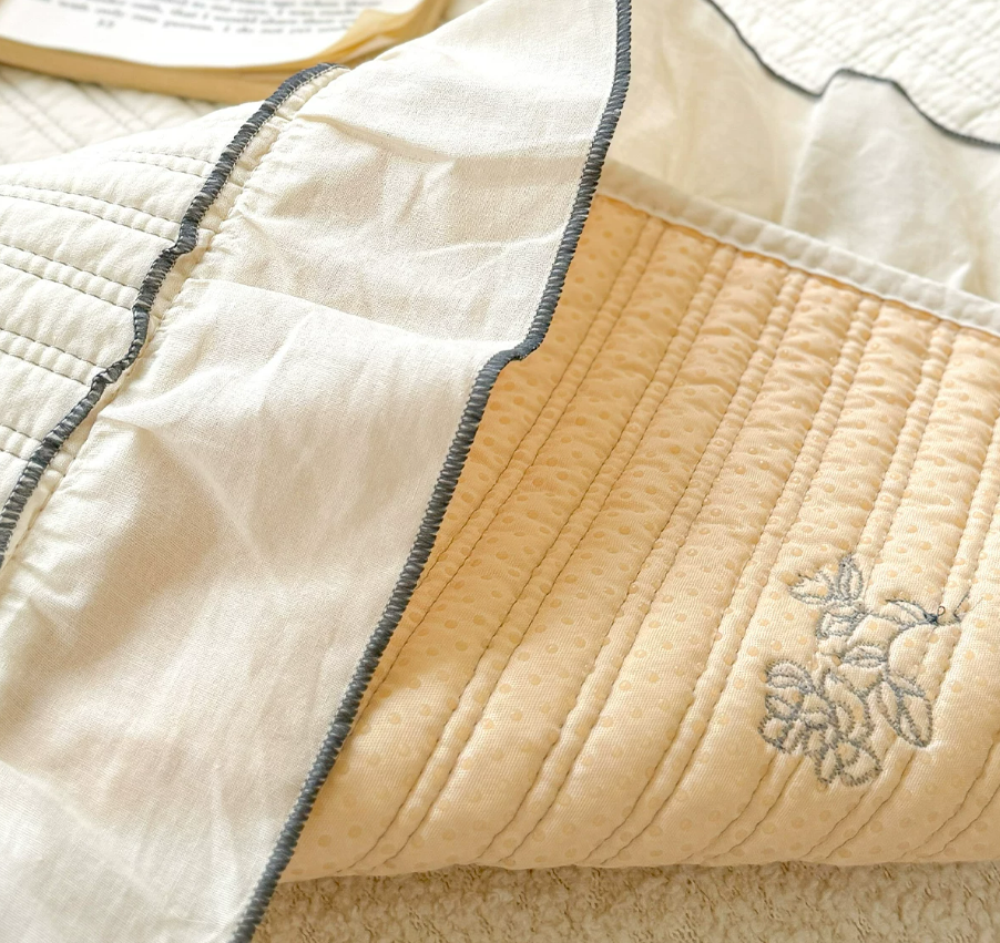 Washed Cotton Embroidered Window Seat Cushion