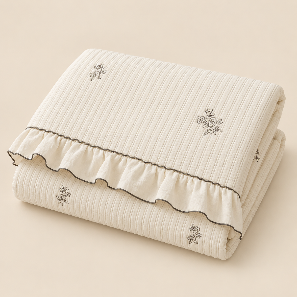 Romantic Embroidered Washed Cotton Sofa Cover