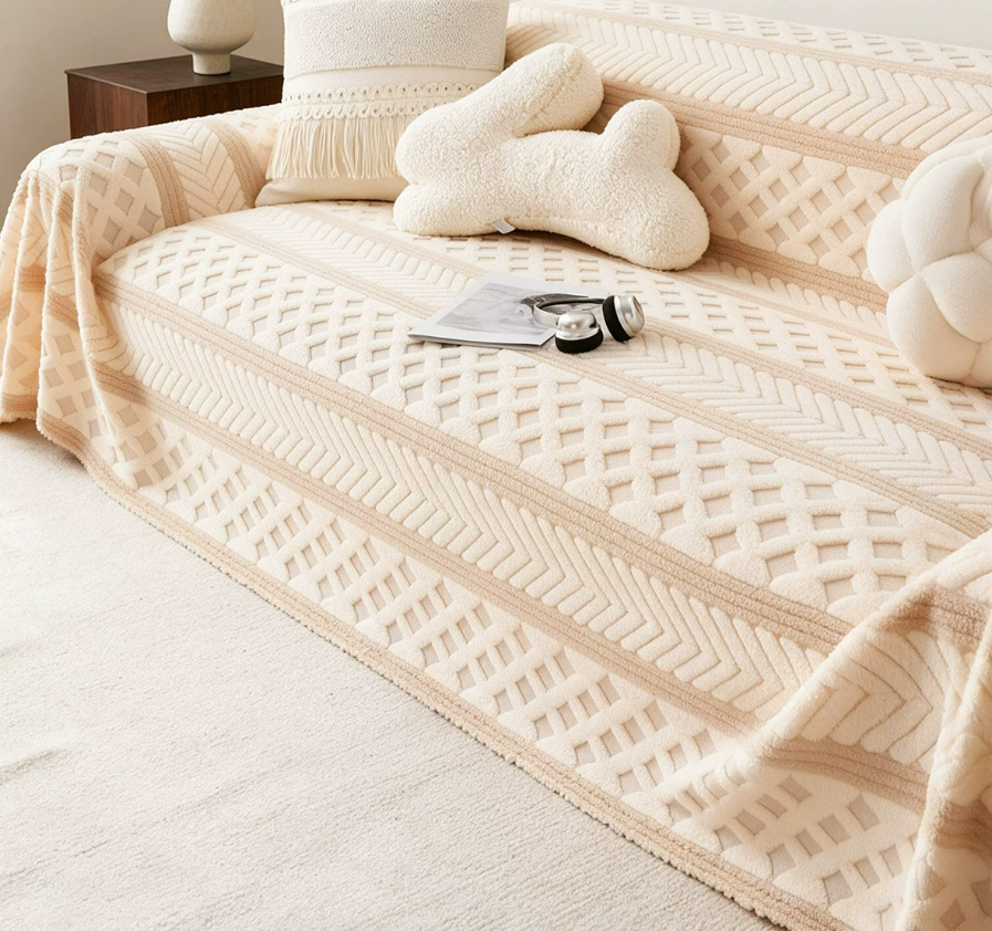 Geometric Plush Machine Washable Sofa Cover
